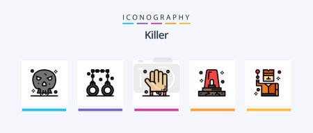Ilustración de Killer Line Filled 5 Icon Pack Including goal. weapons. bomb. pistol. firearm. Creative Icons Design - Imagen libre de derechos