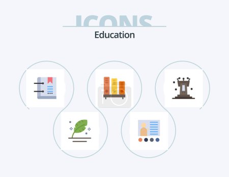 Ilustración de Education Flat Icon Pack 5 Icon Design. reading. book. presentation. page. favorite - Imagen libre de derechos