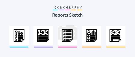 Ilustración de Reports Sketch Line 5 Icon Pack Including document. bookmark. paper. report. document. Creative Icons Design - Imagen libre de derechos