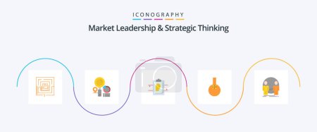 Illustration for Market Leadership And Strategic Thinking Flat 5 Icon Pack Including reaction. chemical. graph. file - Royalty Free Image