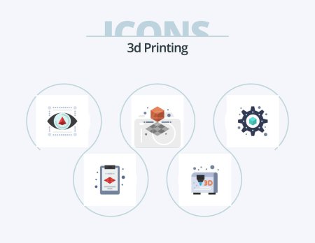 Téléchargez les illustrations : 3d Printing Flat Icon Pack 5 Icon Design. setting. 3d. gadget. shape. cube - en licence libre de droit