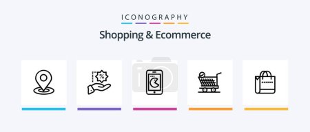 Ilustración de Shopping And Ecommerce Line 5 Icon Pack Including bag. groceries. purse. basket. store. Creative Icons Design - Imagen libre de derechos