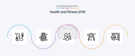 Illustration for Gym Line 5 Icon Pack Including shower. fitness. health. gym. fitness - Royalty Free Image