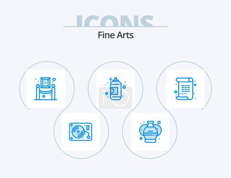 Illustration for Fine Arts Blue Icon Pack 5 Icon Design. art. paint. art. arts. spray - Royalty Free Image