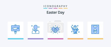 Illustration for Easter Blue 5 Icon Pack Including easter. grass. preacher. egg. christian. Creative Icons Design - Royalty Free Image
