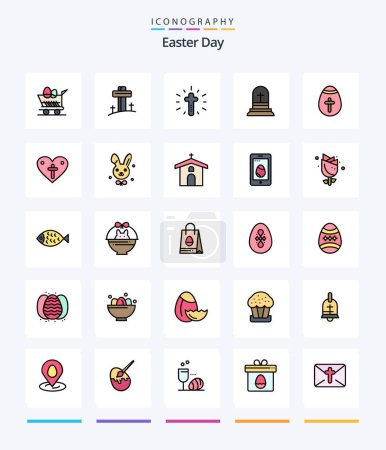 Illustration for Creative Easter 25 Line FIlled icon pack  Such As easter. loves. easter egg. easter. heart - Royalty Free Image
