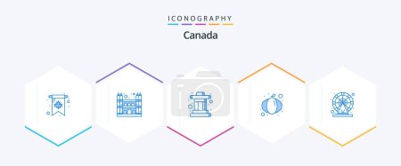 Illustration for Canada 25 Blue icon pack including ferris. inuit. pumpkin. cucurbit - Royalty Free Image