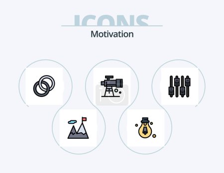 Ilustración de Motivation Line Filled Icon Pack 5 Icon Design. .. brújula. Corazón. navegación. establecimiento - Imagen libre de derechos