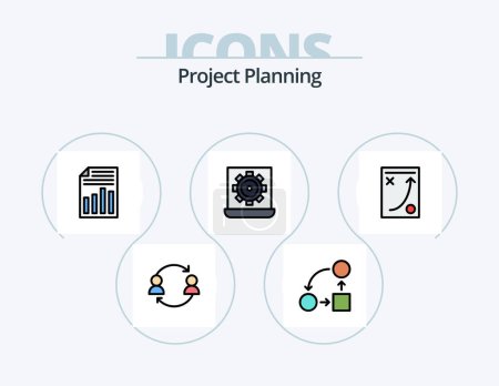 Téléchargez les illustrations : Project Planing Line Filled Icon Pack 5 Icon Design. télécharger. tiroir. avatar. Presque. utilisateur - en licence libre de droit