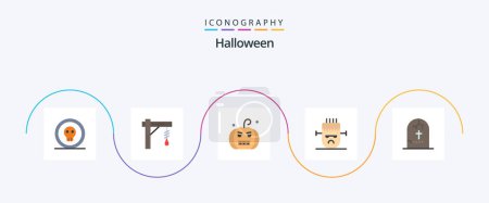Illustration for Halloween Flat 5 Icon Pack Including mask. horror. halloween. frankenstein. horror - Royalty Free Image