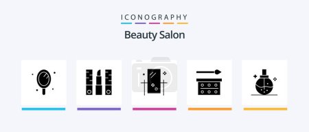 Illustration for Beauty Salon Glyph 5 Icon Pack Including eye shadow. eye paint. makeup. eye makeup. mirror. Creative Icons Design - Royalty Free Image