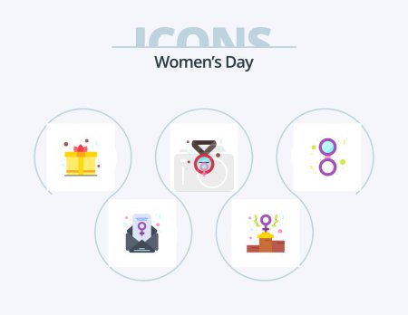 Illustration for Womens Day Flat Icon Pack 5 Icon Design. make. feminism. day. winner. award - Royalty Free Image
