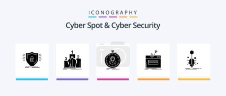Téléchargez les illustrations : Cyber Spot And Cyber Security Glyph 5 Icon Pack Including login. fraud. monarchy. girl. stopwatch. Creative Icons Design - en licence libre de droit