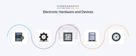 Illustration for Devices Line Filled Flat 5 Icon Pack Including equipment. electric. technology. devices. mixer - Royalty Free Image