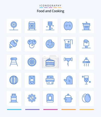 Téléchargez les photos : Creative Food 25 Pack icône bleue tels que et. cuisine. boire. l'épicerie. boisson - en image libre de droit