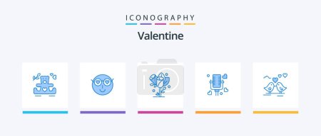 Illustration for Valentine Blue 5 Icon Pack Including bride. married. user. love. wedding. Creative Icons Design - Royalty Free Image