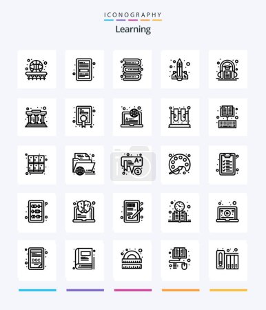 Téléchargez les illustrations : Creative Learning 25 OutLine icon pack  Such As learning. education. file. book. knowledge - en licence libre de droit