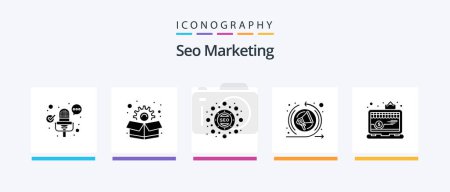Illustration for Seo Marketing Glyph 5 Icon Pack Including . shop. seo. online. seo speech. Creative Icons Design - Royalty Free Image
