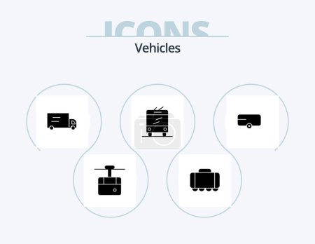 Illustration for Vehicles Glyph Icon Pack 5 Icon Design. . . vehicles. vehicle. farmer - Royalty Free Image