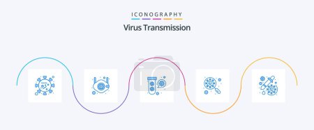 Ilustración de Virus Transmission Blue 5 Icon Pack Incluye la medicina. interfac. bacterias. Vidrio. virus de exploración - Imagen libre de derechos