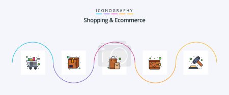 Illustration for Shopping And Ecommerce Line Filled Flat 5 Icon Pack Including auction. wallet. delivery. money. offer - Royalty Free Image