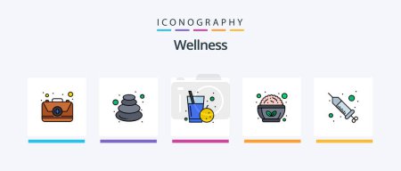Illustration for Wellness Line Filled 5 Icon Pack Including wellness leaf. leaf. apple. water. drop. Creative Icons Design - Royalty Free Image