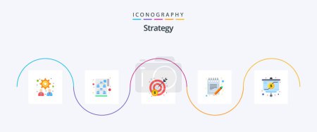 Illustration for Strategy Flat 5 Icon Pack Including chart. presentation. profit. sheet. paper - Royalty Free Image