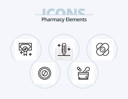 Photo for Pharmacy Elements Line Icon Pack 5 Icon Design. thermometer. medical. board. treatment. medical - Royalty Free Image