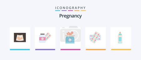 Illustration for Pregnancy Flat 5 Icon Pack Including kid. new born. capsule. baby.. Creative Icons Design - Royalty Free Image