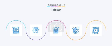 Téléchargez les illustrations : Tab Bar Blue 5 Icon Pack Including . secure. stopwatch. efficiency - en licence libre de droit