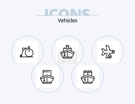 Illustration for Vehicles Line Icon Pack 5 Icon Design. transport. vehicles. vehicles. transportation. cable - Royalty Free Image