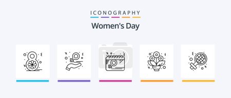 Téléchargez les illustrations : Womens Day Line 5 Icon Pack Including . maskara. proposal. ring. Creative Icons Design - en licence libre de droit