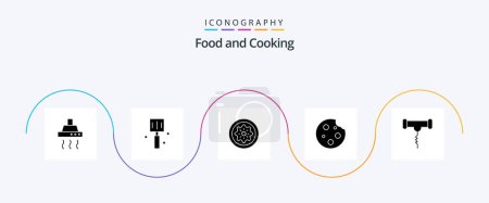 Ilustración de Paquete de iconos de Food Glyph 5 que incluye alimentos. Cena. Bebe. Galleta. rebanada - Imagen libre de derechos