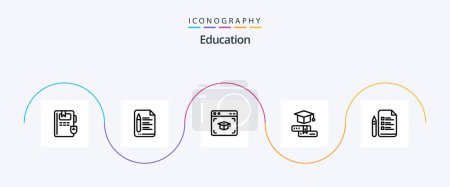 Illustration for Education Line 5 Icon Pack Including pen. file. cap. graduation. cap - Royalty Free Image