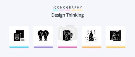 Illustration for Design Thinking Glyph 5 Icon Pack Including writing. pen. pencil. nodes. drawing. Creative Icons Design - Royalty Free Image