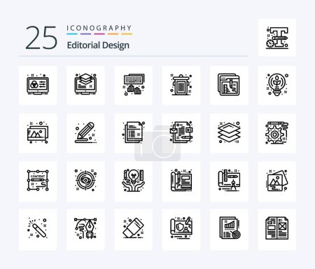 Ilustración de Editorial Design 25 Line icon pack including browser. editorial. buffer. can. programming - Imagen libre de derechos