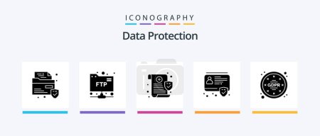 Téléchargez les illustrations : Data Protection Glyph 5 Icon Pack Including data. privacy. privacy. gdpr. id. Creative Icons Design - en licence libre de droit