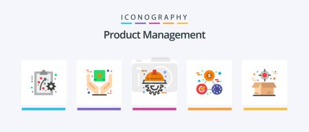 Illustration for Product Management Flat 5 Icon Pack Including crate. box. engineer. perfection. money. Creative Icons Design - Royalty Free Image