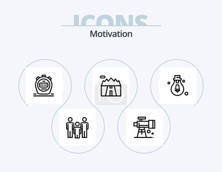 Téléchargez les illustrations : Motivation Line Icon Pack 5 Icon Design. décoration. motivation. Angleterre. heureux. - en licence libre de droit