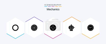 Illustration for Mechanics 25 Glyph icon pack including . pin. . gearshift - Royalty Free Image