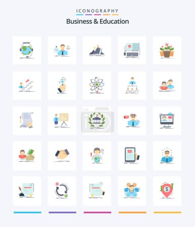 Téléchargez les illustrations : Creative Business And Education 25 Flat icon pack  Such As interactive. book. depression. career. development - en licence libre de droit
