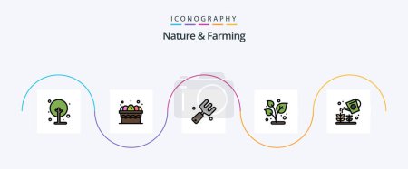 Ilustración de Nature And Farming Line Filled Flat 5 Icon Pack Including garden. plant. agriculture. nature. grow - Imagen libre de derechos