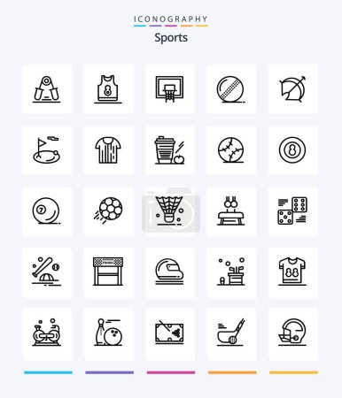 Téléchargez les illustrations : Creative Sports 25 OutLine icon pack  Such As bowler. ball. clothing. net. court - en licence libre de droit