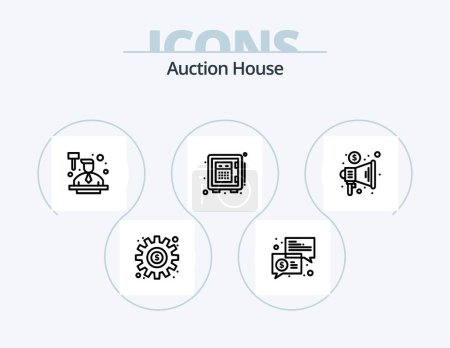 Téléchargez les illustrations : Auction Line Icon Pack 5 Icon Design. discount. price. laws. label. trade - en licence libre de droit