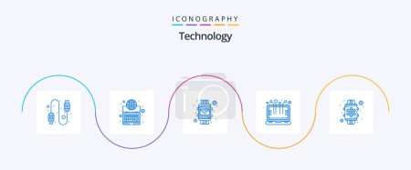 Ilustración de Technology Blue 5 Icon Pack Including smart. laptop. email. device. smart technology - Imagen libre de derechos