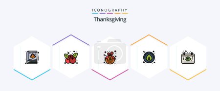 Illustration for Thanksgiving 25 FilledLine icon pack including date. autumn. note. thanksgiving. leaf - Royalty Free Image