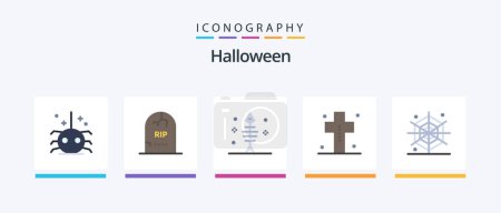 Illustration for Halloween Flat 5 Icon Pack Including tombstone. graveyard. halloween. dead. seafood. Creative Icons Design - Royalty Free Image