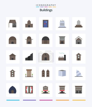 Illustration for Creative Buildings 25 Flat icon pack  Such As property. estate. christian building. buildings. exit - Royalty Free Image
