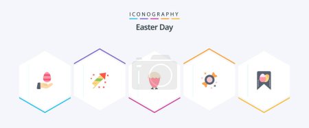 Illustration for Easter 25 Flat icon pack including egg. tag. bird. sweets. bonbon - Royalty Free Image