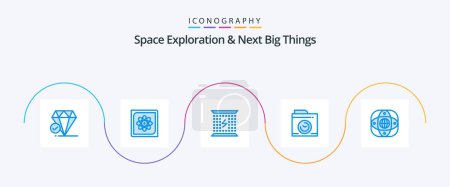 Téléchargez les illustrations : Exploration spatiale et Prochaines grandes choses Blue 5 Icon Pack Y compris artificielle. image. l'avenir. caméra. électromagnétique - en licence libre de droit